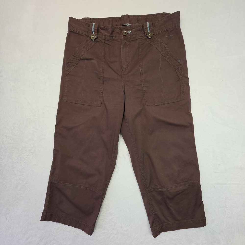 Cassini Sport Brown Capri Pants Womens M Stretch Cotton Cropped Casual